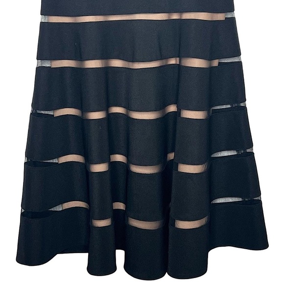JS Collections Sleeveless, Black & Nude Striped Fit & Flare Sheath Dress, 18 - Picture 7 of 16